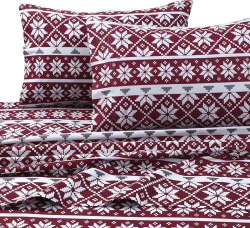 Miniatura 3 de Tribeca Living Oslo juego de sábanas con cavidades extraprofundas, de franela estampada, 5 onzas Heritage Plaid