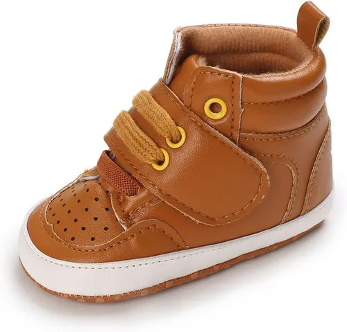 Sekantrol Zapatos de cuna para recién nacidos, para niños y niñas, suela de goma suave, zapatos para bebés, zapatos deportivos de moda de caña alta