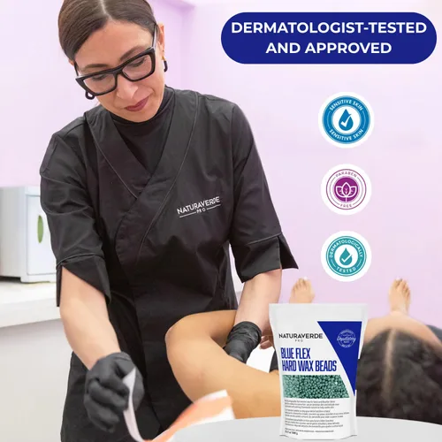 Miniatura 6 de Naturaverde Pro Blue Flex - Cuentas de cera dura, depilación corporal y facial, cera de bikini brasileña para mujeres con manzanilla calmante - 2.2