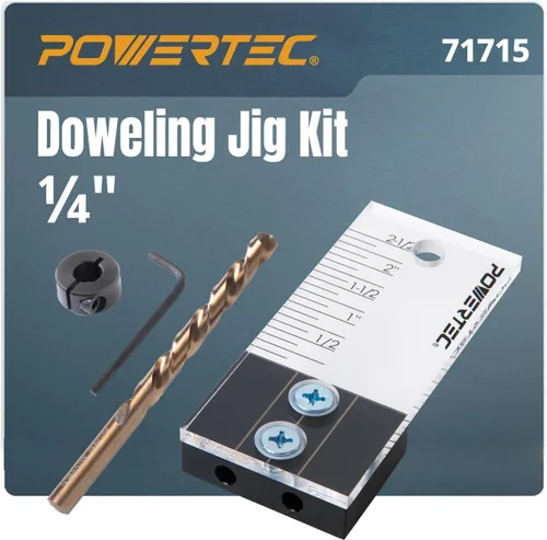 Miniatura 11 de POWERTEC Kit de plantilla de clavija, kit de plantilla de clavija de 3/8 pulgadas, plantillas de clavijas para carpintería, marca testigo de corte