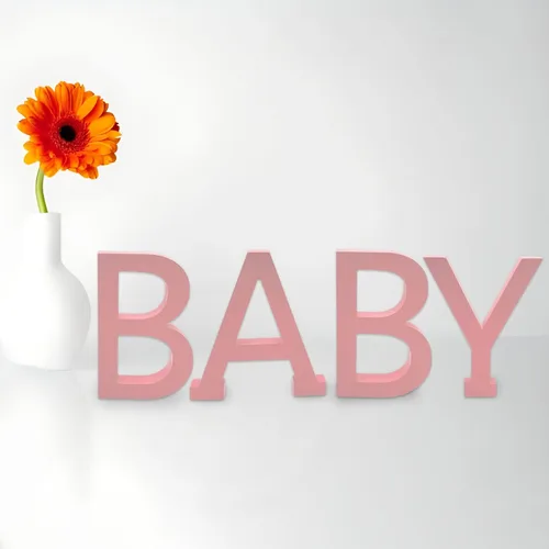 Decoraciones de mesa de baby shower, 4 piezas separadas de madera para bebé, bloques de letras de madera, centros de mesa rosados, para decoración
