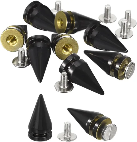Miniatura 9 de uxcell 16 remaches de espiga de cono de 0.39 x 0.78 pulgadas, tornillos traseros para árbol y picos para manualidades de cuero, ropa, zapatos, Blanco
