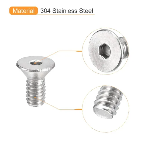 Miniatura 4 de uxcell tornillos de cabeza avellanada plana #8-32x3/8, 50 piezas de tornillos de cabeza plana con rosca completa de acero inoxidable 304, pernos