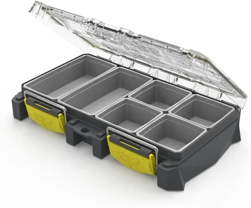 BUZBE Colony 8T (delgada) Caja de aparejos modular, caja de aparejos impermeable personalizable, caja organizadora de plástico, almacenamiento de
