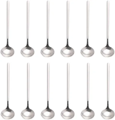 Miniatura 8 de 6 cucharas de café negras, cucharas de café espresso de acero inoxidable 18/8, mini cuchara de té Vogue de 5.2 pulgadas, cuchara pequeña agitadora