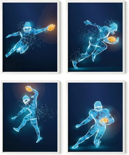 Miniatura 43 de Impresiones artísticas de fútbol americano para pared, juego de 5 (8x10) carteles de fútbol americano sin marco, decoración de sala de fútbol Niños