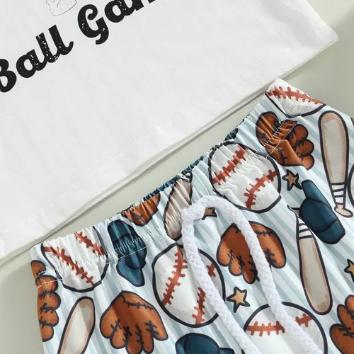 Miniatura 6 de Karuedoo Conjunto de camiseta de béisbol de manga corta para bebé niño, 2 piezas, ropa de verano