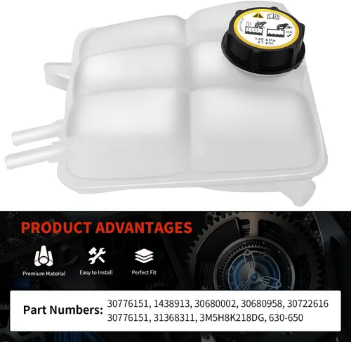 Miniatura 3 de KARPAL Tanque de expansión de recuperación de refrigerante del radiador 30776151 compatible con Volvo C30 C70 S40 V50