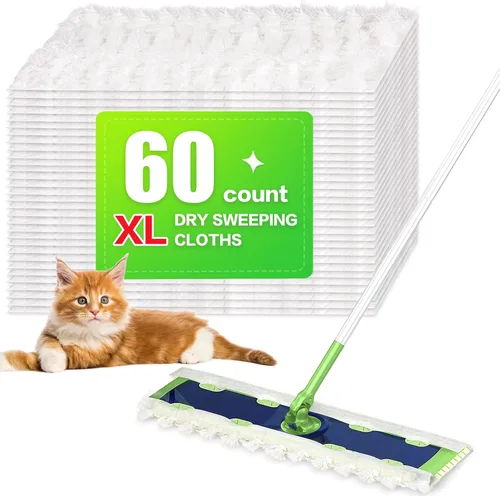 YHOVID Paños de barrido en seco XL resistentes compatibles con trapeador, almohadillas de microfibra para trapeador, repuestos para limpiar el polvo
