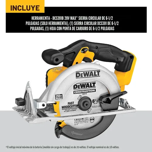 Miniatura 2 de DeWalt DCS391B 20 voltios Max Li-Ion Sierra circular, herramienta solo