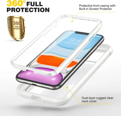 Miniatura 418 de Diaclara Funda diseñada para iPhone 16, mejorada [protección completa de la cámara], carcasa resistente de cuerpo completo con protector de pantalla