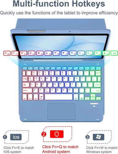 Miniatura 4 de MePadKey Funda de teclado con panel táctil para Samsung Galaxy Tab A11 Plus/A9 Plus 2025/2023 de 11 pulgadas, teclado de carga tipo C con Azul