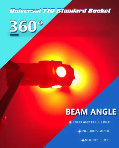 Miniatura 5 de Paquete de 25 bombillas LED 194, bombillas LED T10 súper brillantes, bombillas 2825 5050 Chipset 5-SMD, W5W 168 bombillas LED de repuesto para Rojo