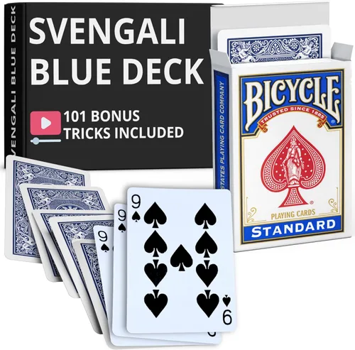 Miniatura 42 de Ted's Sterling Magic Precision Blue Rider Back Bicicleta Svengali Deck con instrucciones para más de 100 trucos (2 de clubes)