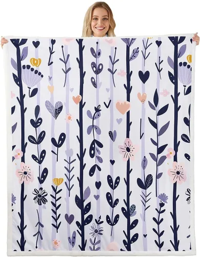 Miniatura 20 de Manfei Rustic Floral Flannel Fleece Throw Blanket 40"x50" Blooming Flowers Fuzzy Blanket for Sofa Couch Retro Plant Farmhouse All Season Bed Dark