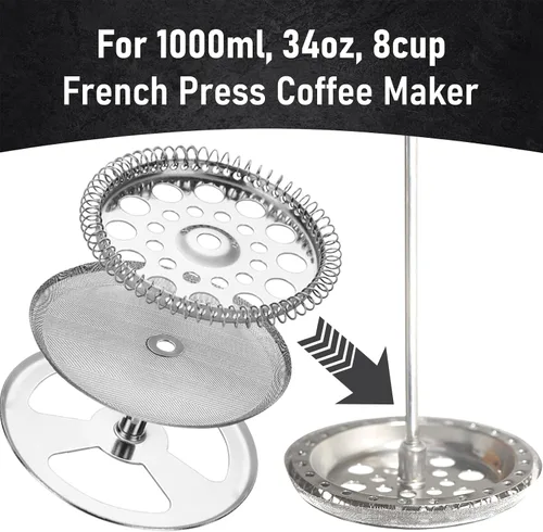 Miniatura 4 de Filtro de prensa francesa, 6 filtros de repuesto de acero inoxidable, filtro de pantalla de prensa francesa de malla para cafeteras y filtros de café