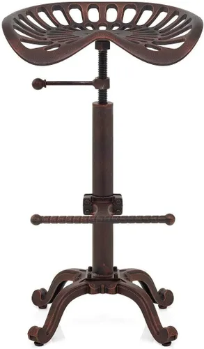 Miniatura 11 de Taburetes de bar con asiento de tractor vintage, rústico, de 20 a 27 pulgadas, altura ajustable, silla de isla de cocina, asiento giratorio