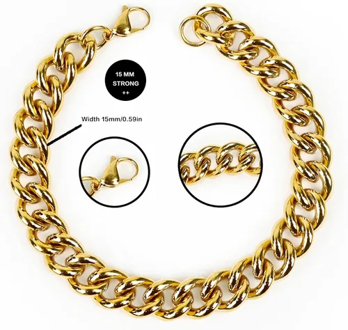 Miniatura 3 de Collar de cadena dorada para perro, estilo minimalista, con eslabones cubanos de metal para perros medianos y grandes, mascotas, resistente, a