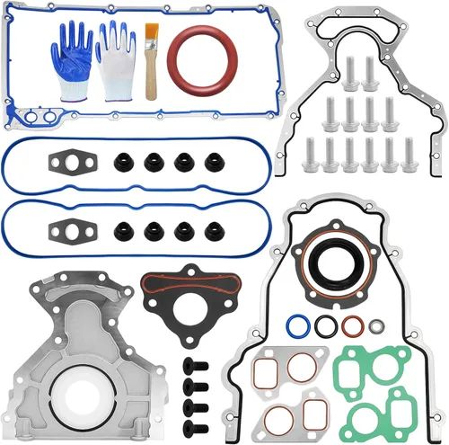 TCS45993 Camshaft Retainer Plate Gasket Kit with 12612350 Oil Pan Gasket, 635-518 Rear Main Seal and Timing Cover Gasket for Chevy GMC 4.8L 5.3L