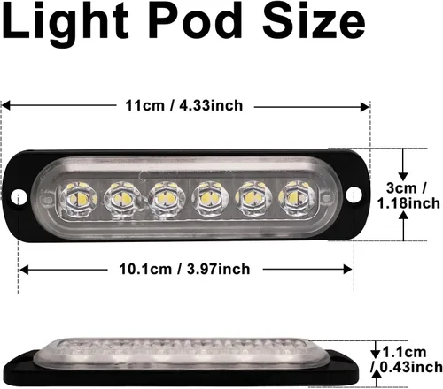 Miniatura 4 de 12V 24V Luz LED Blanca delgada de 6LEDs impermeable para UTV, camión, RV, cúpula, escalón, debajo del salpicadero, cama del camión, maletero