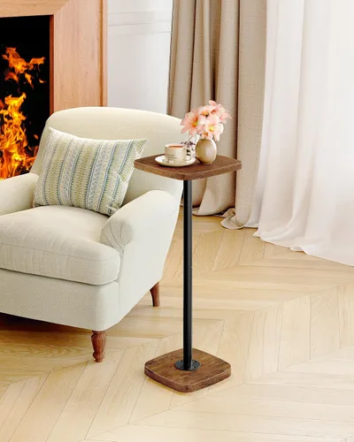 Miniatura 2 de CHOEZON Mesa pequeña para bebidas, mesa auxiliar cuadrada para espacios pequeños, mesa de Martini con pedestal, para sala de estar, dormitorio
