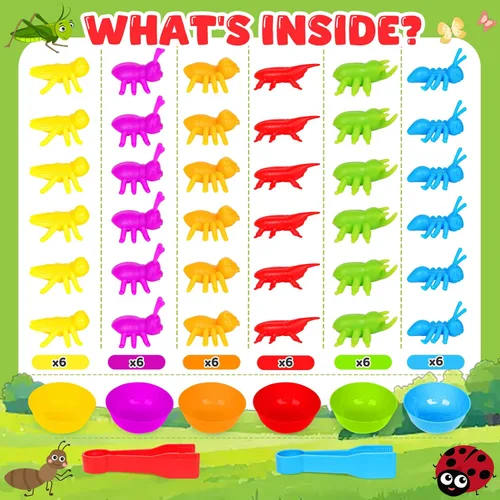 Miniatura 2 de Juguetes a juego de contar insectos con cuencos de clasificación y juegos dados Montessori actividades educativas preescolares Aprendizaje