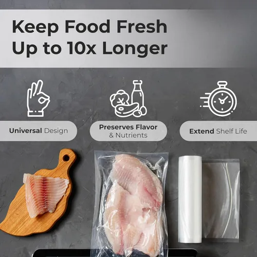 Miniatura 3 de Bolsas selladoras al vacío en rollo de 11 pulgadas x 50 pies para guardar alimentos y Sous Vide, sin BPA, bolsas de almacenamiento de alimentos