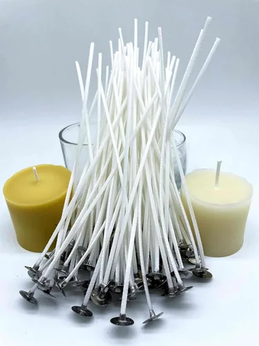 Miniatura 4 de Beesworks - 100 unidades de mecha de algodón para velas de 6 pulgadas, preenceradas, para fabricación de velas, bricolaje de velas