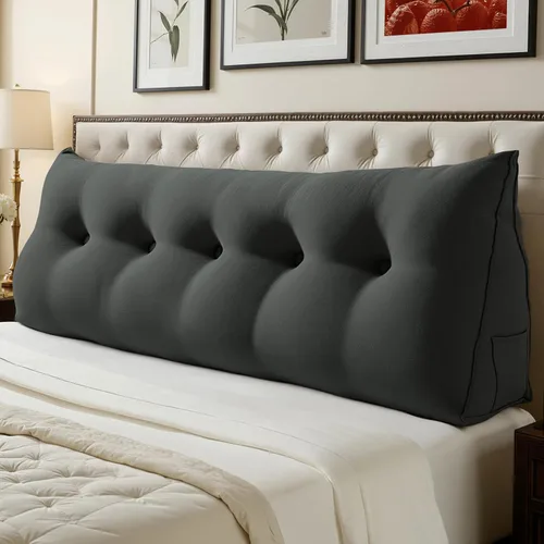 Miniatura 49 de WOWMAX Almohada de Cuña para Cabecero de Dormitorio Cabecero de Dormitorio Twin XL Almohada de Refuerzo para Cama con Funda Removible, 85% Lino 15%