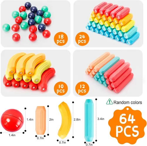 Miniatura 7 de 64 piezas bloques de construcción magnéticos, juguetes magnéticos Montessori para niños pequeños, juguetes de aprendizaje STEM para niños y niñas