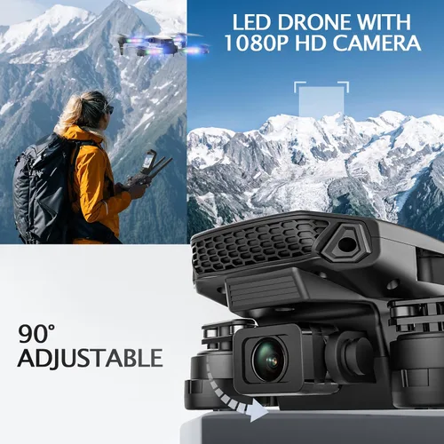 Miniatura 4 de Drone con cámara 1080P HD, drones mini plegables FPV con luces LED para adultos, niños y principiantes, juguetes y regalos, cuadricóptero RC