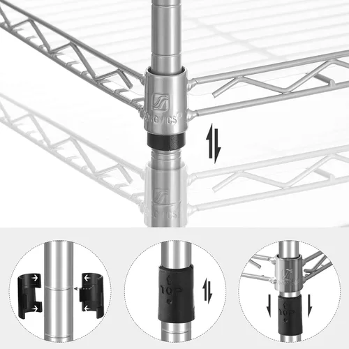 Miniatura 5 de SONGMICS Estantes de almacenamiento de 5 niveles, estantería de alambre, estantes de metal de cocina, estante de almacenamiento con estantes