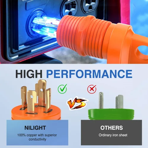 Miniatura 3 de Nilight Adaptador de corriente RV de 30 A a 30 A, enchufe de bloqueo de 4 clavijas, convertidor resistente de 125 voltios L14-30P a TT-30R 30 Amp