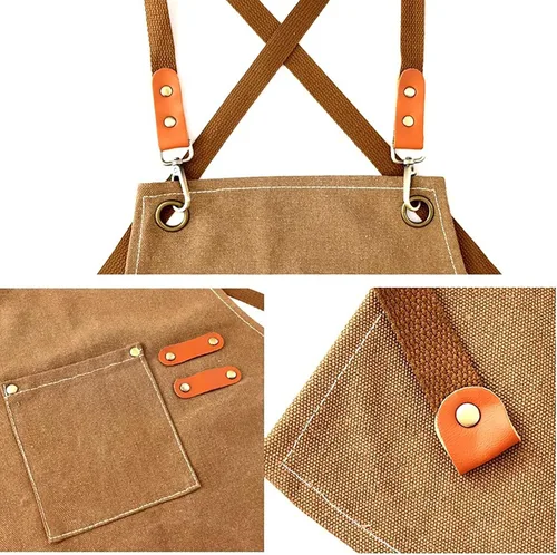 Miniatura 3 de Delantal resistente con bolsillos y correa cruzada ajustable para niños y niñas Azul oscuro