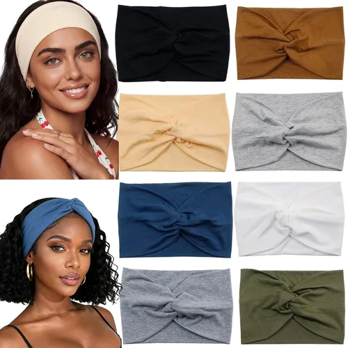 Miniatura 13 de Diademas anchas para mujeres y niñas, diadema bohemia con estampado floral, turbante nudo, diadema para entrenamiento, bandas para el cabello