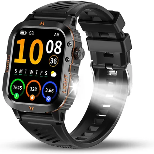 Reloj inteligente militar para hombre, altímetro, barómetro, brújula, IP68, resistente al agua, adecuado para natación, función de respuesta/hacer