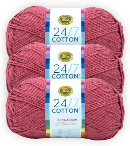 Miniatura 111 de Lion Brand Yarn, Hilo ligero mercerizado de algodón 24/7 para tejer, ganchillo y manualidades, Almirante, 1 paquete, 185 yardas de fibra natural