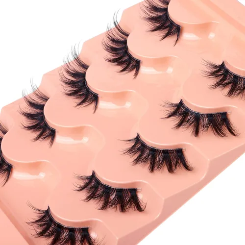 Miniatura 7 de Medias Pestañas de Aspecto Natural Ojo de Gato Pestañas Postizas Vaporosas 3D de Visón Sintético Banda Transparente Pestañas de Tira Esponjosas por