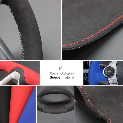 Miniatura 2 de MEWANT F150 - Fundas para volante de automóvil Ford, cuero de gamuza cosido a mano para Ford F-150 Raptor 2015-2020