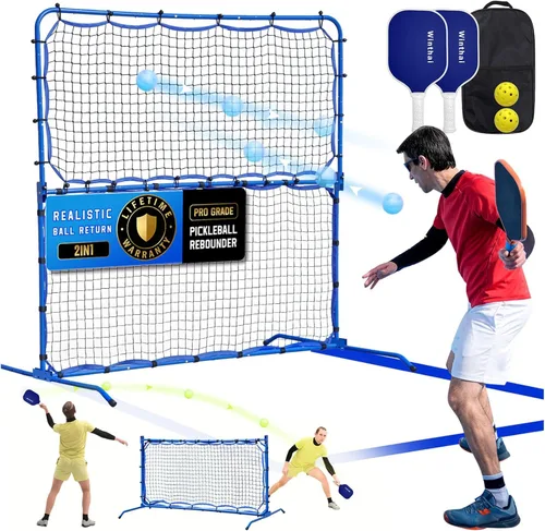 Red de rebote de práctica de pickleball con juego de paletas profesionales para equipo de entrenamiento Dink Volley Solo, mini red de pickleball