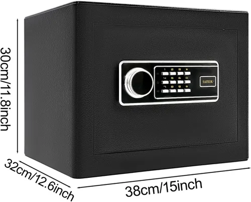 Miniatura 6 de Caja fuerte, caja fuerte de seguridad de 15 x 12.6 x 11.8 pulgadas con teclado digital, sistema de doble llave e iluminación LED integrada