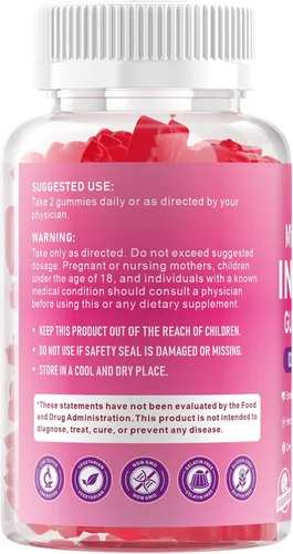 Miniatura 9 de Paquete de 2 gomitas de mio-inositol y D-Chiro inositol para mujeres de 2000 mg + 50 mg de proporción ideal 40:1 con vitamina D3, glicinato
