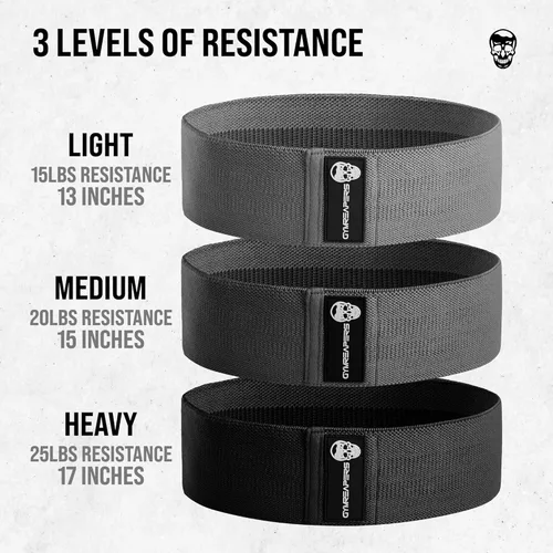 Miniatura 3 de Bandas de cadera para entrenamientos de glúteos Juego de bandas de tela antideslizante con 3 niveles - Bandas de resistencia para piernas y cadera