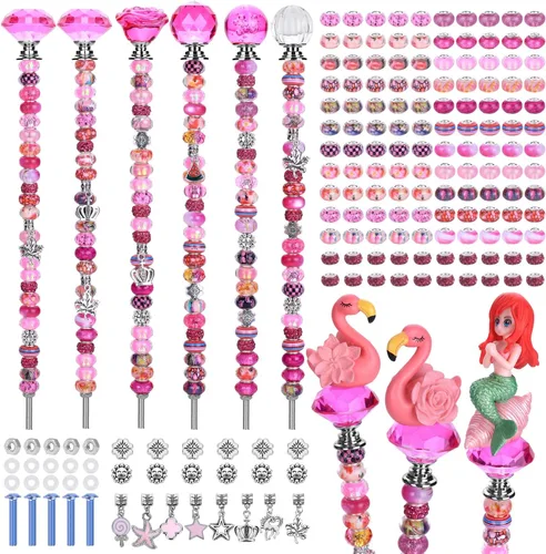 Miniatura 19 de Kit de 158 piezas de varitas de hadas de bricolaje para jardín, múltiples esquemas de color con cuentas europeas, cristales y puntas de diamante