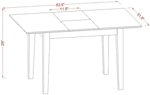 Miniatura 14 de East West Furniture NOVA5-BLK-W - Juego de muebles de comedor de 5 piezas, incluye una mesa de cocina rectangular con hojas de mariposa y 4 sillas