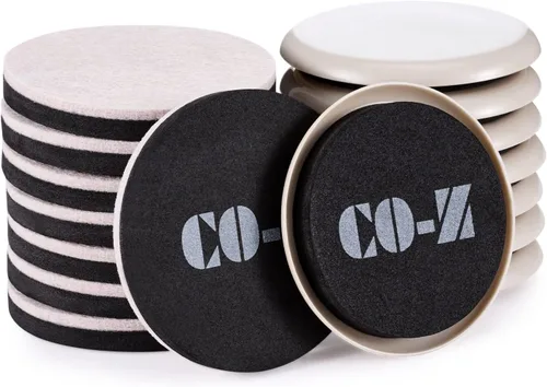 CO-Z Deslizadores de fieltro para muebles, paquete de 16 con 8 deslizadores de plástico y 8 deslizadores de fieltro, deslizadores de muebles