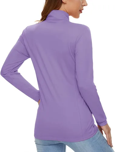 Miniatura 3 de CRYSULLY Camisas de manga larga para mujer, protección solar, cremallera de 14, de verano, de secado rápido