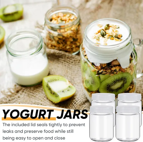 Miniatura 6 de Baderke 24 recipientes de avena durante la noche con tapas, tarros de vidrio para yogur reutilizables para yogurt, recipientes de yogur para pudín
