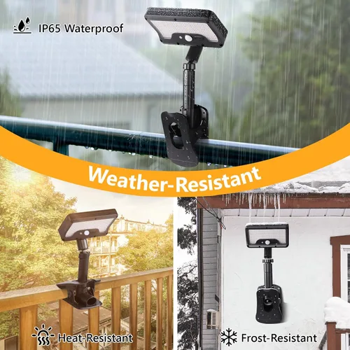 Miniatura 7 de Luces solares con clip para exteriores con sensor de movimiento, luces de valla solares ajustables verticalmente y giratorias en 360° con 92 LEDs