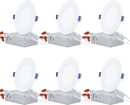 Miniatura 13 de TORCHSTAR Iluminación empotrable LED delgada de 4 pulgadas con caja J, CRI 90+, 5CCT regulable 700LM LED Downlight, ETL y Energy Star